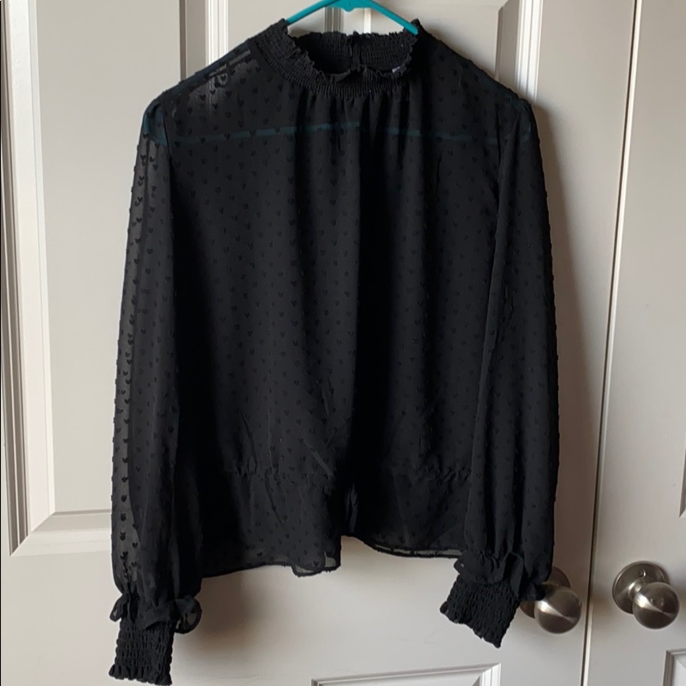 H&M Divided sheer mock neck blouse